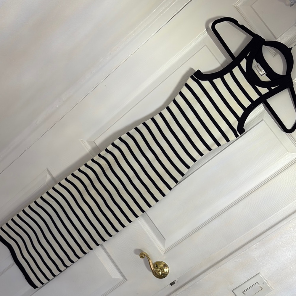 Striped Black and White Sleeveless Dress